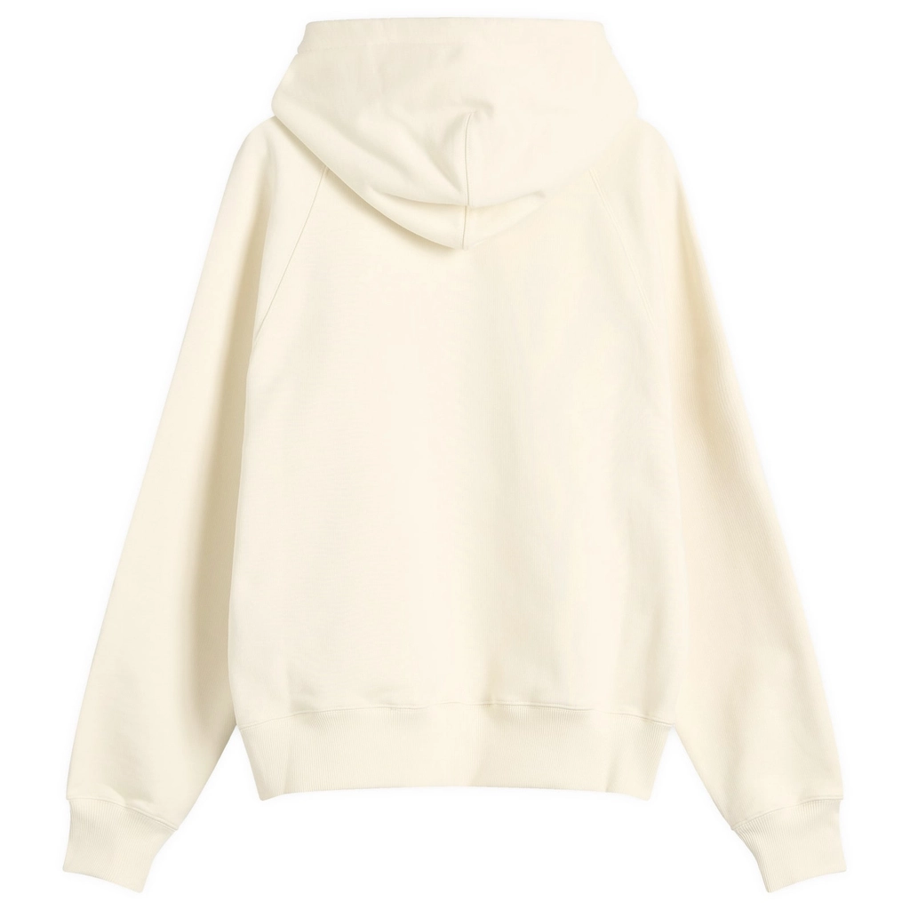AMI Paris Men's Woven Ami Logo Jersey Hoodie White Cream